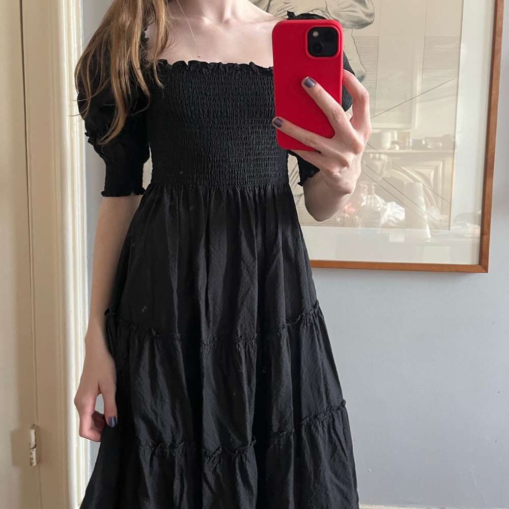 Hill House Home Nesli Black Swiss Jacquard Dot Nap Dress